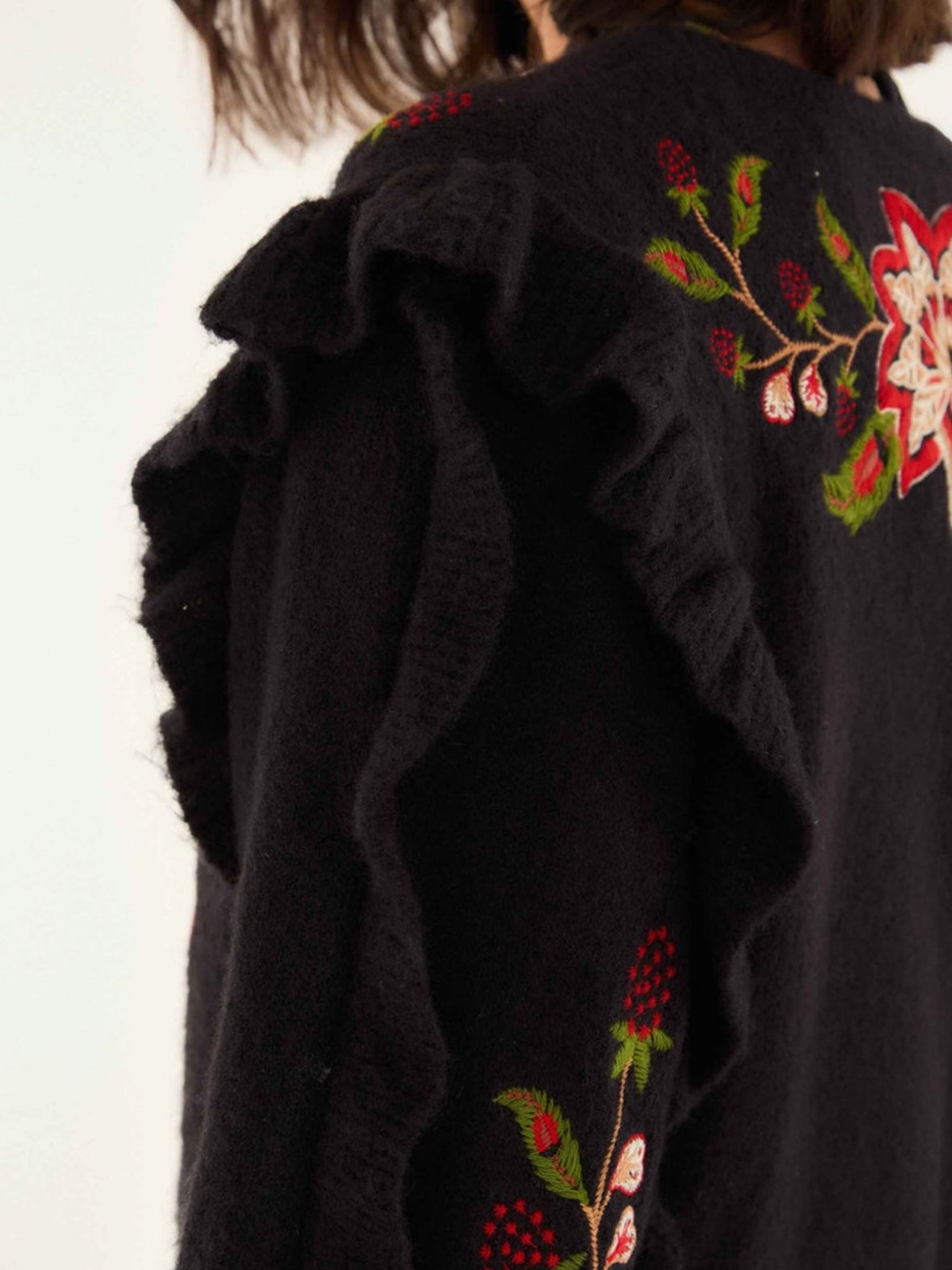 FARM Rio Navy Embroidered Ruffle-Sleeve Cardigan never worn - Picture 12 of 12